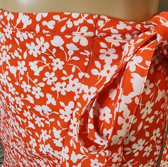 NWT J. Crew coral floral skirt.  Faux wrap.  Stretch waist. Ruffle Hem. … - Picture 7 of 16